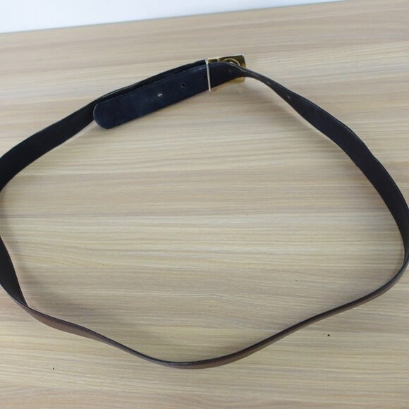 VINTAGE Belt Mens‎ Size 44 Brown Leather J Logo Gold Buckle XL Genuine 80s 90s - Picture 6 of 15
